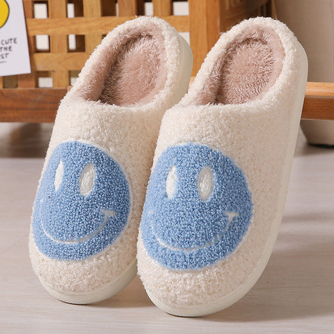 Pantoufles en coton à la maison avec visage souriant de dessin animé mignon d'hiver m1915010610