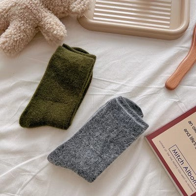 Kaninchenwollsocken, mittellange Kindersocken, einfarbige Kaschmirflorsocken m1915010460