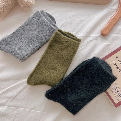 Kaninchenwollsocken, mittellange Kindersocken, einfarbige Kaschmirflorsocken m1915010460