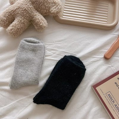 Kaninchenwollsocken, mittellange Kindersocken, einfarbige Kaschmirflorsocken m1915010460